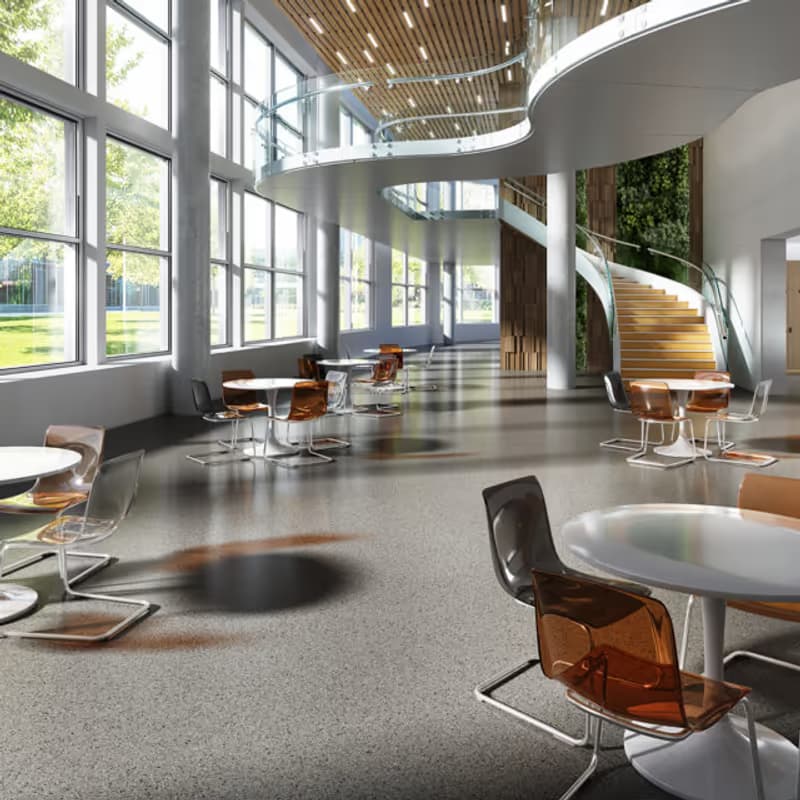 School or institutional facility with durable flake epoxy floor coating