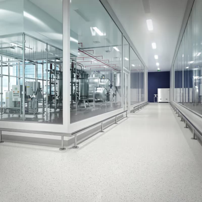 Warehouse or distribution center with broadcast chip epoxy floor system