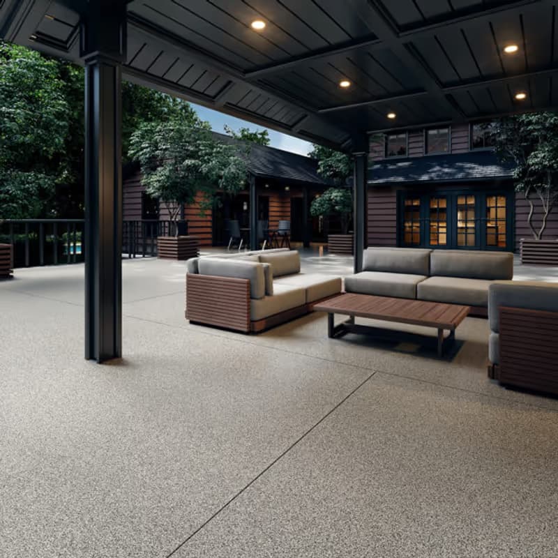 Commercial concrete floor finished with flake epoxy — clean and traffic-ready